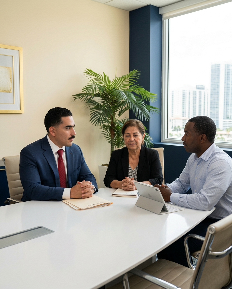 Illustrative consultation scene in a South Florida office